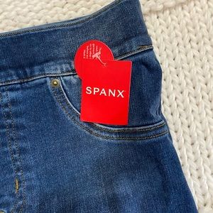 Jean leggings by Spanx, never worn, brand new with tags. Size Medium